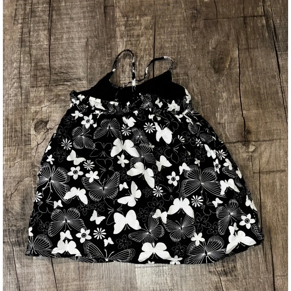Old Navy Baby Girl Butterfly Print Sun Dress Black White Cotton 12-18 Months